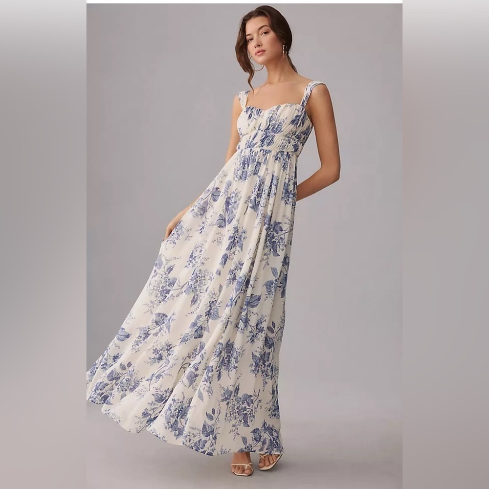 BHLDN REFORMATION Jayde Pale Blue Floral Maxi Dress Size 2 NWT - Picture 10 of 13